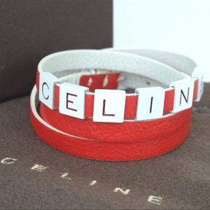 AUTH Celine Leather Wrap Bracelet